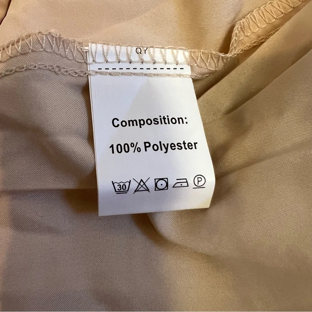 NWT SHEIN Tan Short Sleeves Lace Front Flowy Sun Dress Size S - Picture 14 of 14